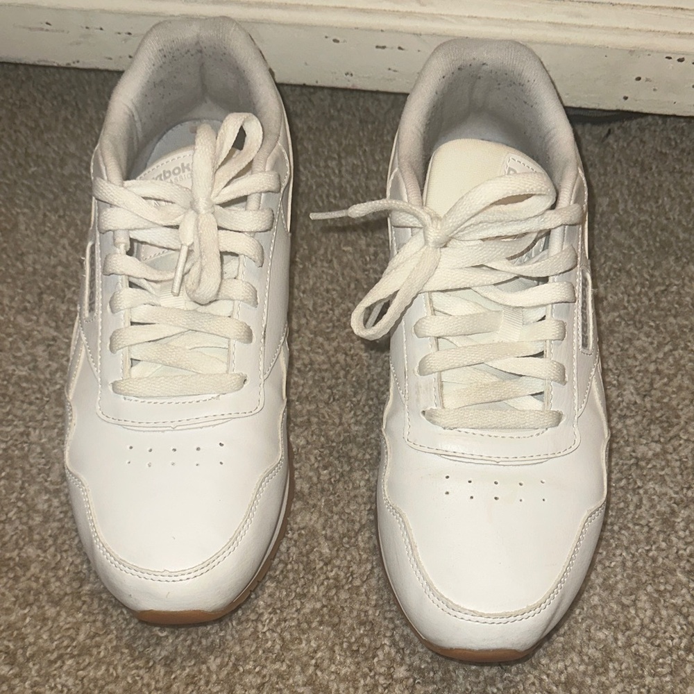 Reebok White Leather Low-Top Sneakers with Gum Outsole